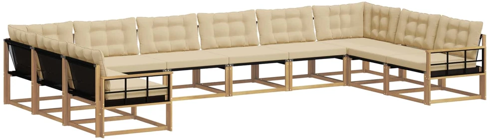 Lauko sofos komplektas 10 vnt. Balta ir kreminė