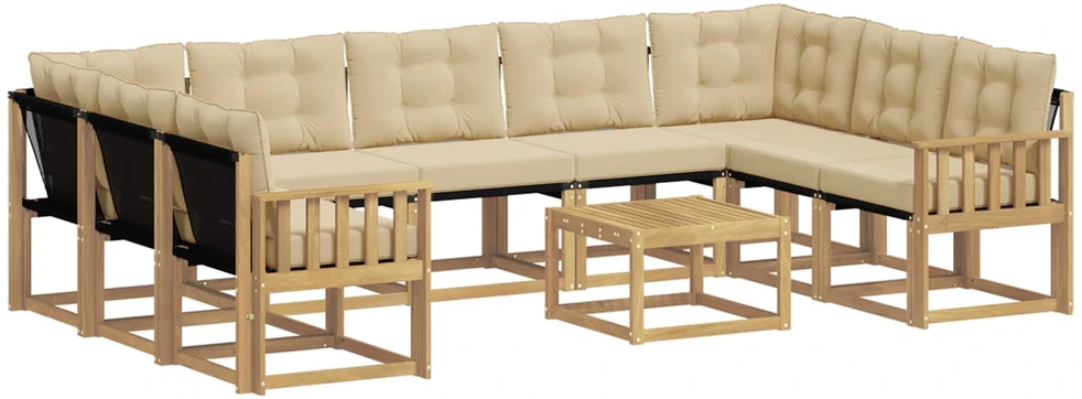 Lauko sofos komplektas 10 vnt. Balta ir kreminė