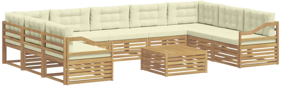 Lauko sofos komplektas 10 vnt. 9 vietos Balta ir kreminė