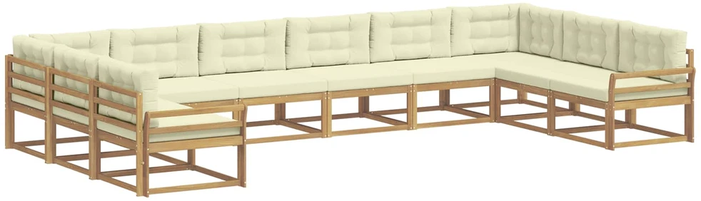 Lauko sofos komplektas 10 vnt. Balta ir kreminė