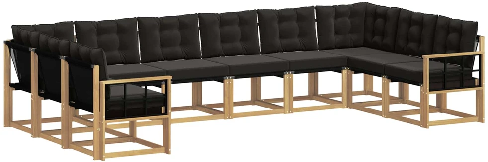 Lauko sofos komplektas 10 vnt. Balta ir juoda