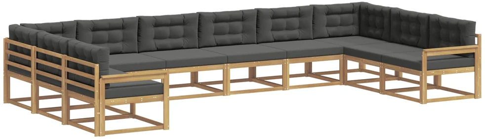Lauko sofos komplektas 10 vnt. Balta ir antracito