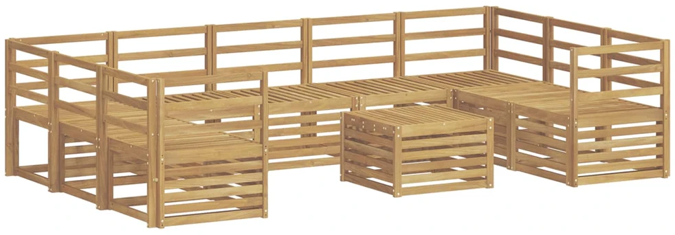 Lauko sofos komplektas 10 vnt. Balta Kietos akacijos mediena