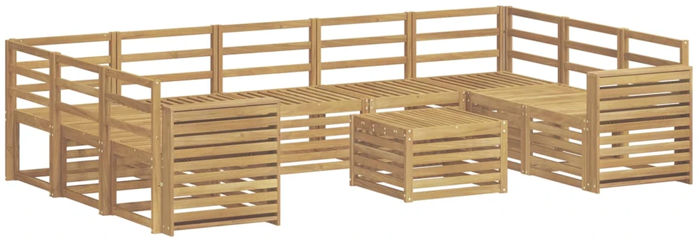 Lauko sofos komplektas 10 vnt. Balta Kietos akacijos mediena
