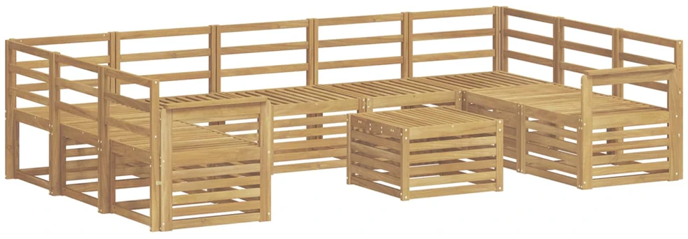 Lauko sofos komplektas 10 vnt. Balta Kietos akacijos mediena