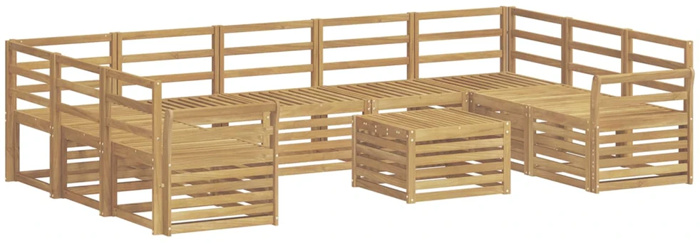 Lauko sofos komplektas 10 vnt. Balta Kietos akacijos mediena