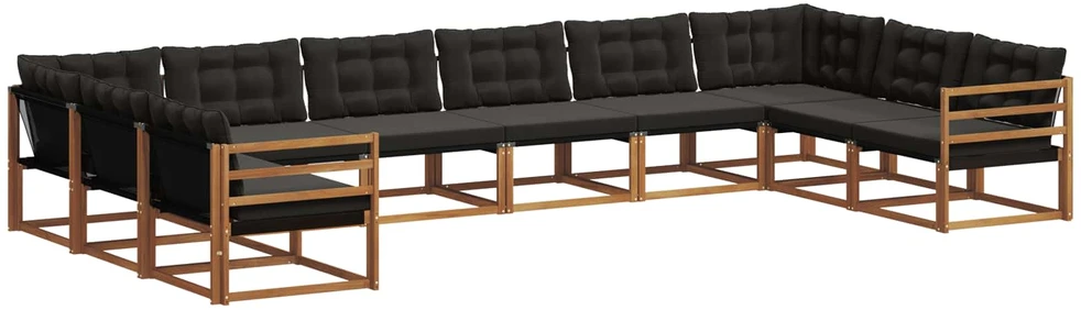 Lauko sofos komplektas 10 vnt. Natūrali ir juoda