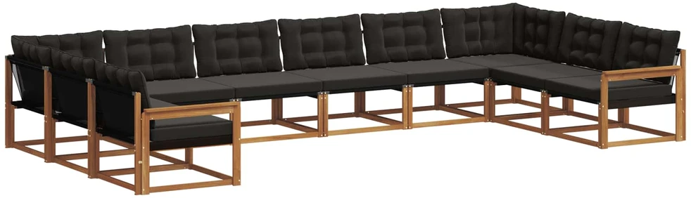Lauko sofos komplektas 10 vnt. Natūrali ir juoda