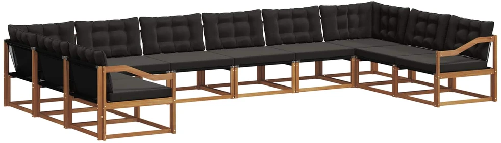 Lauko sofos komplektas 10 vnt. Natūrali ir juoda
