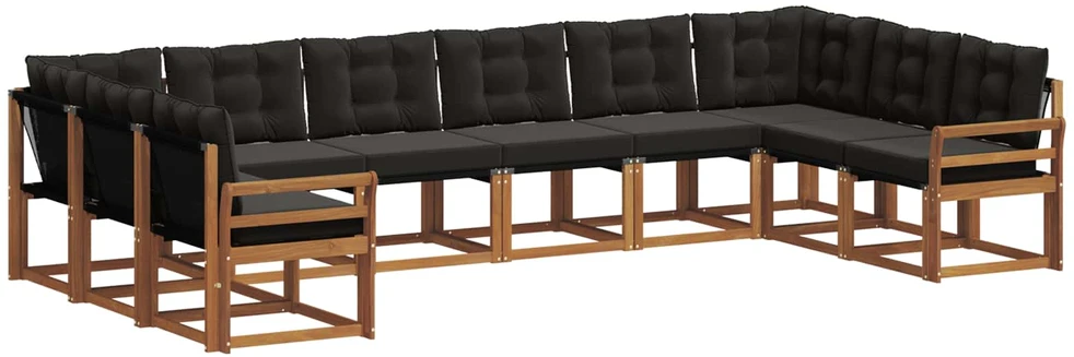 Lauko sofos komplektas 10 vnt. Natūrali ir juoda
