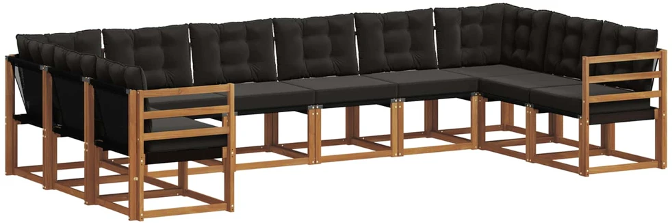 Lauko sofos komplektas 10 vnt. Natūrali ir juoda