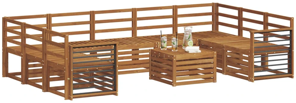 Lauko sofos komplektas 10 vnt. Natūrali