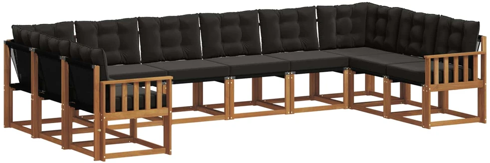 Lauko sofos komplektas 10 vnt. Natūrali ir juoda