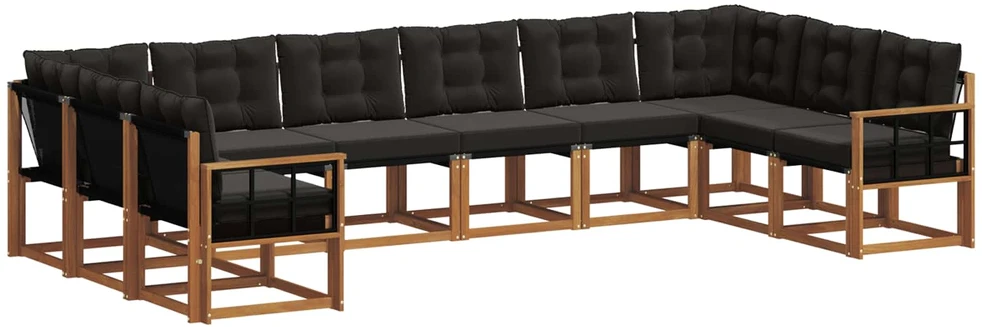 Lauko sofos komplektas 10 vnt. Natūrali ir juoda
