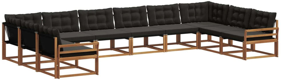 Lauko sofos komplektas 10 vnt. Natūrali ir juoda