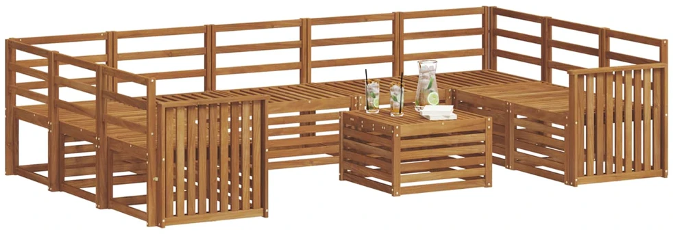 Lauko sofos komplektas 10 vnt. Natūrali