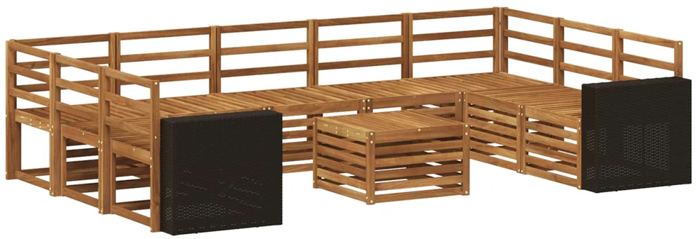 Lauko sofos komplektas 10 vnt. Natūrali Kietos akacijos mediena