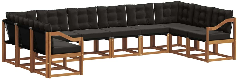 Lauko sofos komplektas 10 vnt. Natūrali ir juoda