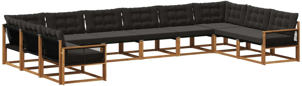Lauko sofos komplektas 10 vnt. Natūrali ir juoda