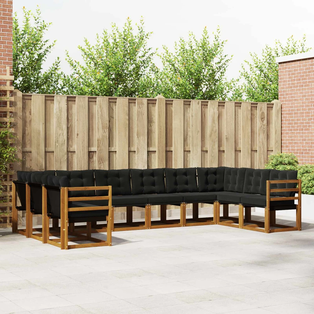 Lauko sofos komplektas 10 vnt. Natūrali ir juoda