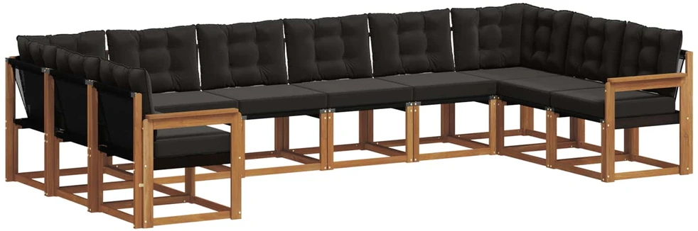 Lauko sofos komplektas 10 vnt. Natūrali ir juoda
