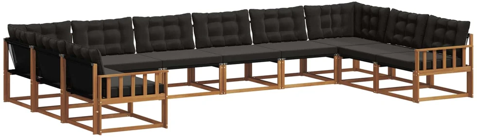 Lauko sofos komplektas 10 vnt. Natūrali ir juoda