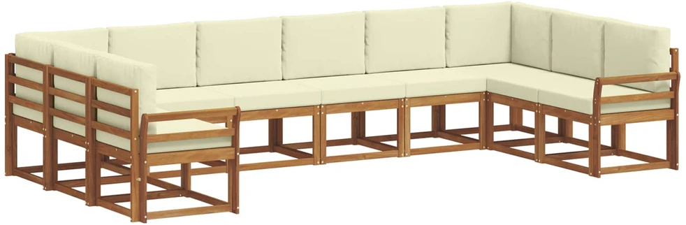 Lauko sofos komplektas 10 vnt. Natūralus ir grietinėlė