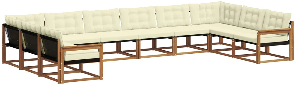 Lauko sofos komplektas 10 vnt. Natūralus ir grietinėlė