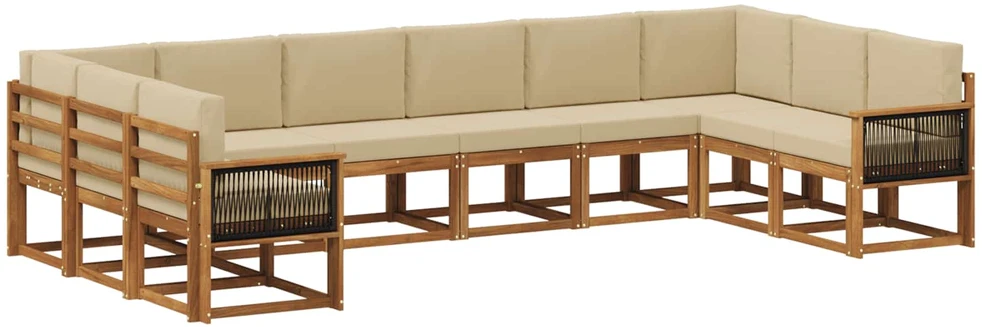 Lauko sofos komplektas 10 vnt. 10 vietos Natūralus ir bežinis