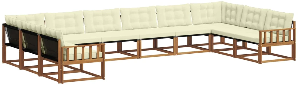 Lauko sofos komplektas 10 vnt. Natūralus ir grietinėlė