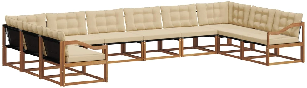 Lauko sofos komplektas 10 vnt. Natūralus ir bežinis