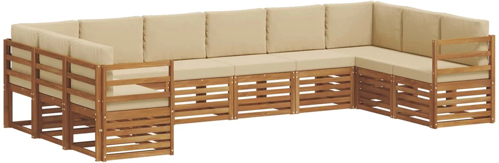 Lauko sofos komplektas 10 vnt. Natūralus ir bežinis