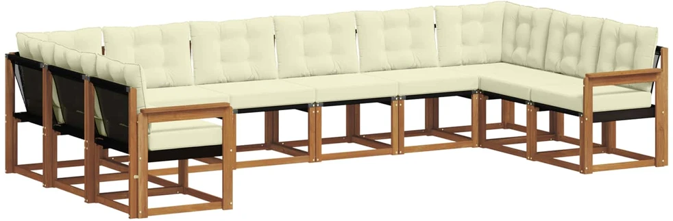 Lauko sofos komplektas 10 vnt. Natūralus ir grietinėlė