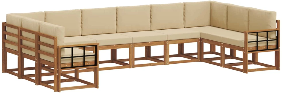 Lauko sofos komplektas 10 vnt. Natūralus ir bežinis