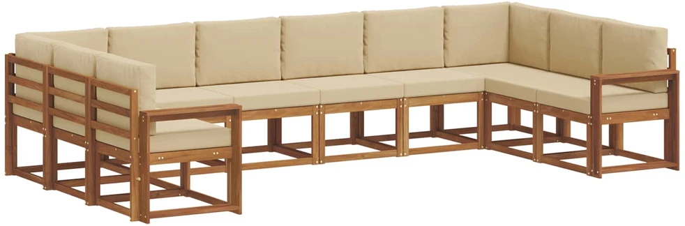 Lauko sofos komplektas 10 vnt. Natūralus ir bežinis