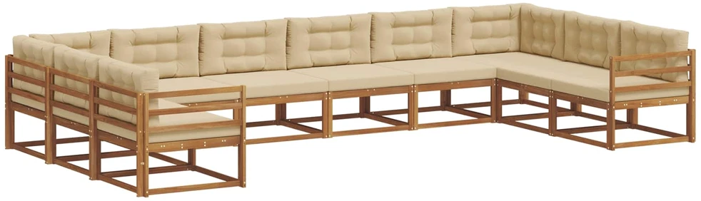 Lauko sofos komplektas 10 vnt. Natūralus ir bežinis