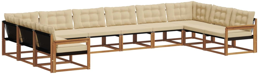 Lauko sofos komplektas 10 vnt. Natūralus ir bežinis