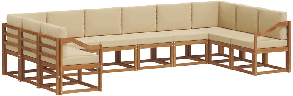 Lauko sofos komplektas 10 vnt. Natūralus ir bežinis