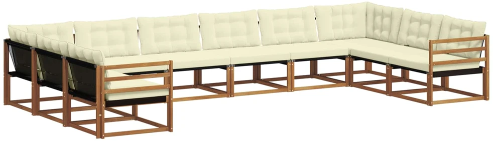 Lauko sofos komplektas 10 vnt. Natūralus ir grietinėlė