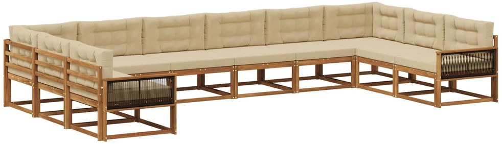 Lauko sofos komplektas 10 vnt. Natūralus ir bežinis