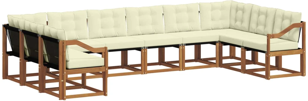 Lauko sofos komplektas 10 vnt. Natūralus ir grietinėlė