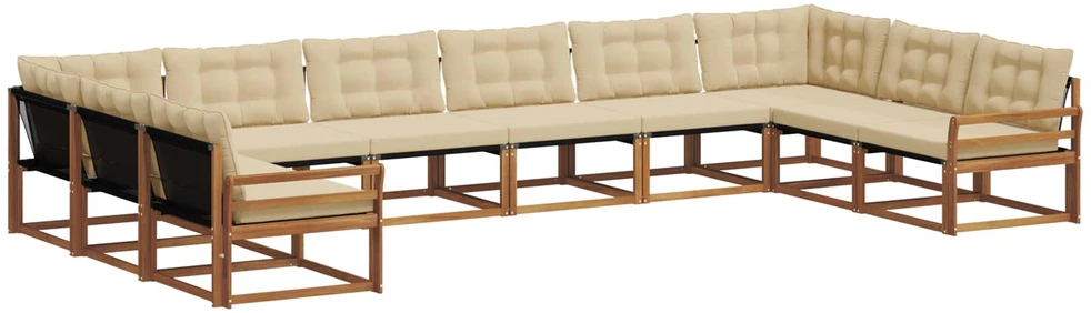 Lauko sofos komplektas 10 vnt. Natūralus ir bežinis