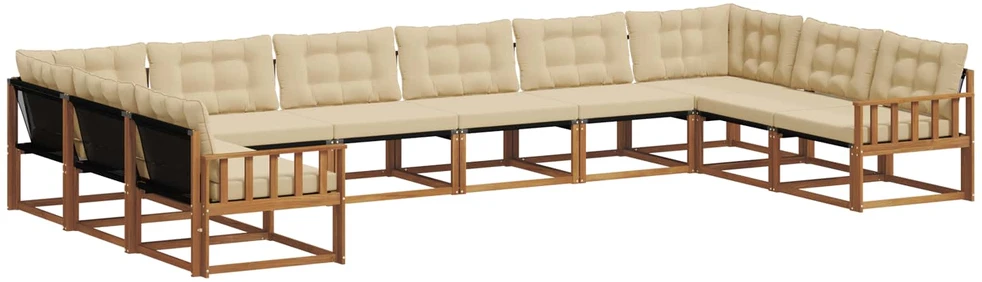 Lauko sofos komplektas 10 vnt. Natūralus ir bežinis