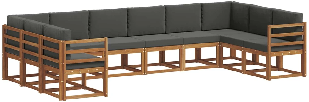 Lauko sofos komplektas 10 vnt. Natūralus ir antracitas