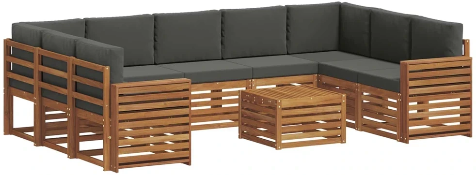 Lauko sofos komplektas 10 vnt. 9 vietos Natūralus ir antracitas