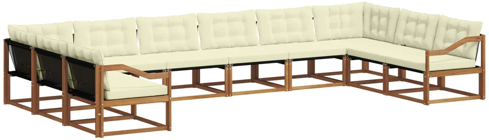 Lauko sofos komplektas 10 vnt. Natūralus ir grietinėlė