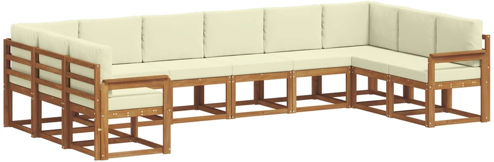Lauko sofos komplektas 10 vnt. Natūralus ir grietinėlė