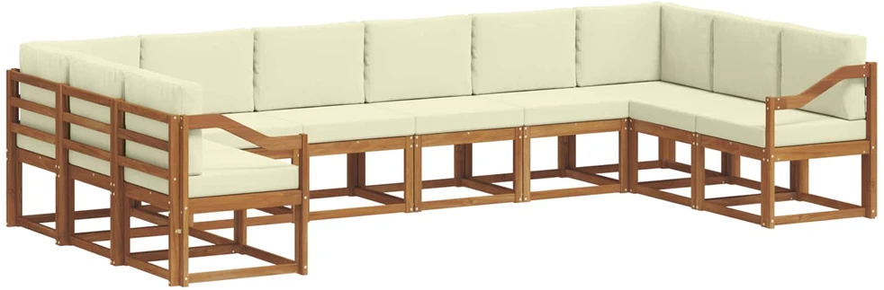 Lauko sofos komplektas 10 vnt. Natūralus ir grietinėlė