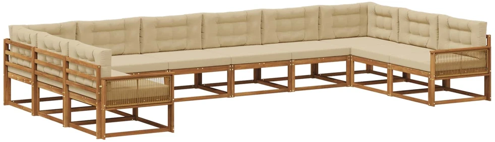 Lauko sofos komplektas 10 vnt. Natūralus ir bežinis