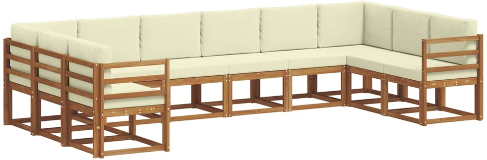 Lauko sofos komplektas 10 vnt. Natūralus ir grietinėlė